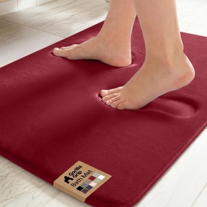 image:imageGORILLA GRIP Memory Foam Toilet Rug for Bathroom 225x195 GreyBurgundy