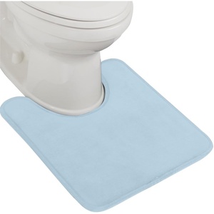image:imageGORILLA GRIP Memory Foam Toilet Rug for Bathroom 225x195 GreyLight Blue
