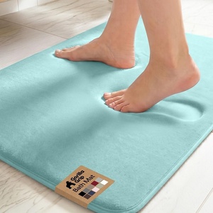 image:imageGORILLA GRIP Memory Foam Toilet Rug for Bathroom 225x195 GreySeablue