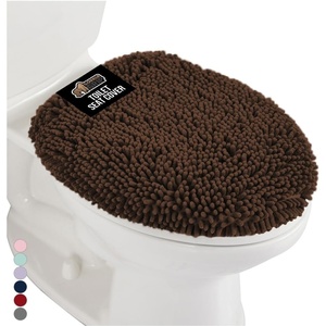 image:imageGORILLA GRIP Soft Chenille Toilet Lid Seat Cover 195x185 GrayBrown