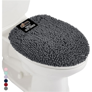 image:imageGORILLA GRIP Soft Chenille Toilet Lid Seat Cover 195x185 GrayCharcoal