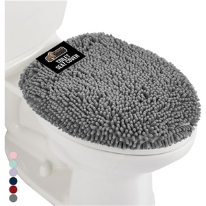 image:imageGORILLA GRIP Soft Chenille Toilet Lid Seat Cover 195x185 GrayGrey