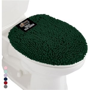 image:imageGORILLA GRIP Soft Chenille Toilet Lid Seat Cover 195x185 GrayHunter Green