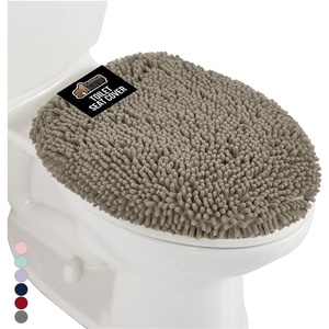 image:imageGORILLA GRIP Soft Chenille Toilet Lid Seat Cover 195x185 GrayLatte