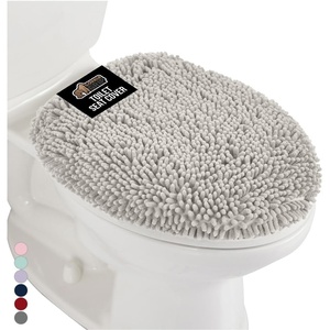 image:imageGORILLA GRIP Soft Chenille Toilet Lid Seat Cover 195x185 GrayLight Gray
