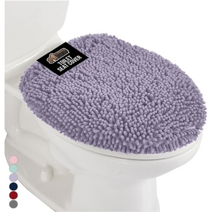 image:imageGORILLA GRIP Soft Chenille Toilet Lid Seat Cover 195x185 GrayLight Purple