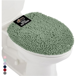 image:imageGORILLA GRIP Soft Chenille Toilet Lid Seat Cover 195x185 GraySage