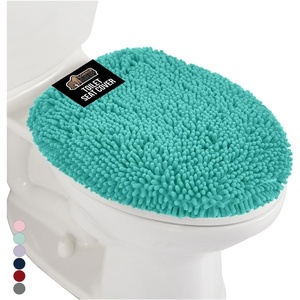 image:imageGORILLA GRIP Soft Chenille Toilet Lid Seat Cover 195x185 GrayTurquoise