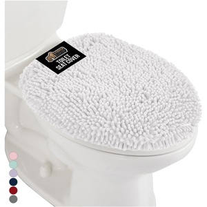 image:imageGORILLA GRIP Soft Chenille Toilet Lid Seat Cover 195x185 GrayWhite