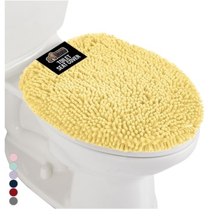 image:imageGORILLA GRIP Soft Chenille Toilet Lid Seat Cover 195x185 GrayYellow