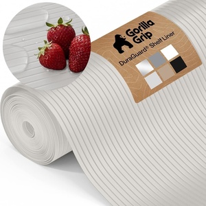 image:imageGORILLA GRIP Shelf Liner NonAdhesive Cabinet Liners 12x20 ClearLight Gray Ribbed