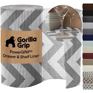 image:imageGORILLA GRIP powerGRIP Drawer Shelf and Cabinet Liner 12x10 Light GrayChevron GrayWhite