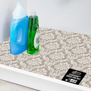 image:imageGORILLA GRIP LeakGuard Under Sink Mat for Kitchen Cabinet 24x30 CharcoalDamask TaupeCream