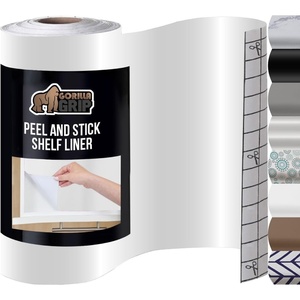 image:imageGORILLA GRIP Peel and Stick Paper Cabinet Liner 118x20 WhiteClear Matte