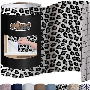 image:imageGORILLA GRIP Peel and Stick Paper Cabinet Liner 118x20 WhiteGray Leopard