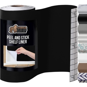 image:imageGORILLA GRIP Peel and Stick Paper Cabinet Liner 118x20 WhiteJet Black