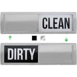 image:imageGORILLA GRIP Clean Dirty Dishwasher Magnet Sign Large Font SilverSilver