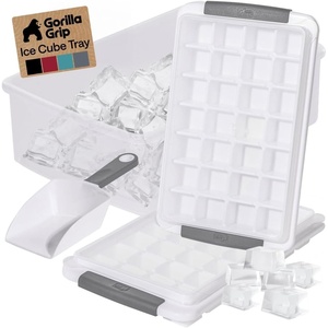 image:imageGORILLA GRIP Space Saving Ice Cube Tray and Bin Set Make 56 Cubes BlackGray