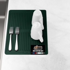image:imageGORILLA GRIP Ultra Absorbent Microfiber Dish Drying Mat 16x18 BlackHunter Green