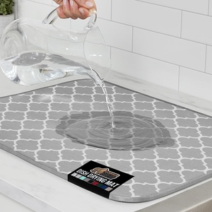 image:imageGORILLA GRIP Ultra Absorbent Microfiber Dish Drying Mat 16x18 BlackQuatrefoil