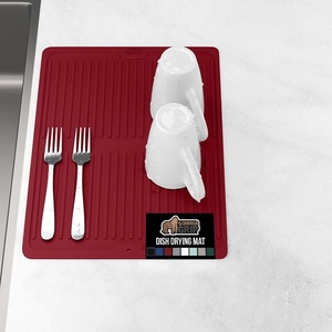 image:imageGORILLA GRIP Ultra Absorbent Microfiber Dish Drying Mat 16x18 BlackRed