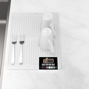 image:imageGORILLA GRIP Ultra Absorbent Microfiber Dish Drying Mat 16x18 BlackWhite
