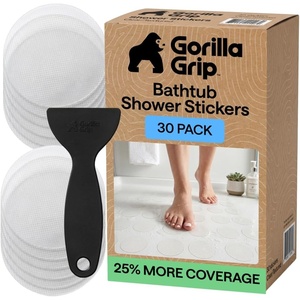 image:imageGorilla Grip Shower and Bathtub Stickers 30PC Clear Bath Tub Floor StripsClear