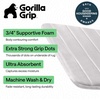 image:imageGORILLA GRIP Absorbent Memory Foam Bath and Shower Mat 24x17 GrayStriped Light Gray