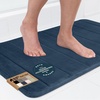 image:imageGORILLA GRIP Absorbent Memory Foam Bath and Shower Mat 24x17 GrayStriped Navy