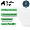 image:imageGORILLA GRIP Absorbent Memory Foam Bath and Shower Mat 24x17 GrayStriped White