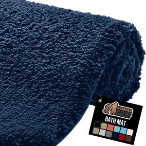image:imageGORILLA GRIP Bathroom Rugs Absorbent Thick Plush Bath Mat 24x17 IvoryNavy Blue