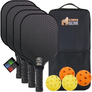 image:imageGorilla Gear USAPA Approved Pickleball Starter Set Fiberglass Paddles with Bag and Balls Indoor Outdoor Court Use Comfortable Racket Grip Oversized Sweet Spot Pickle Ball Paddle for Men WomenBlack